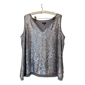 Talbots Silver Sequin Sleeveless Top